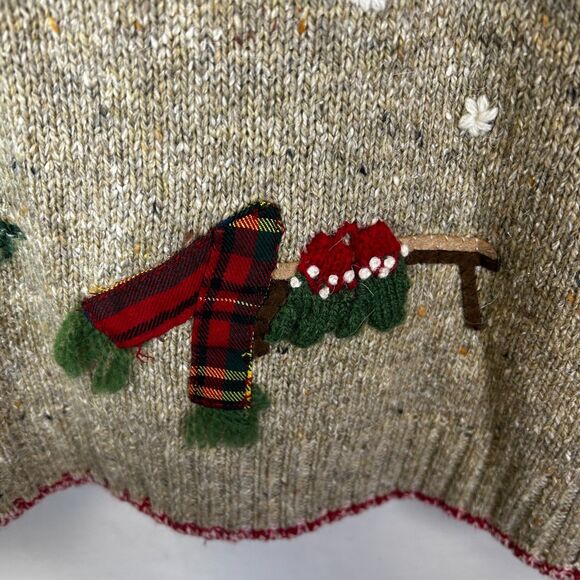 Northern Isles Tan Marled 2004 Christmas Winter Scenes Full Zip Sweater Size XL - Picture 12 of 15